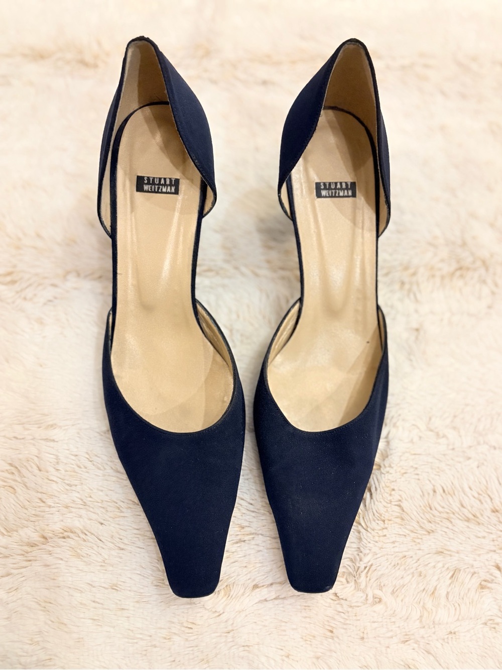 Vintage Stuart Weitzman Navy D’Orsay Kitten Heels Pumps Size 11 Y2K 90s Office
